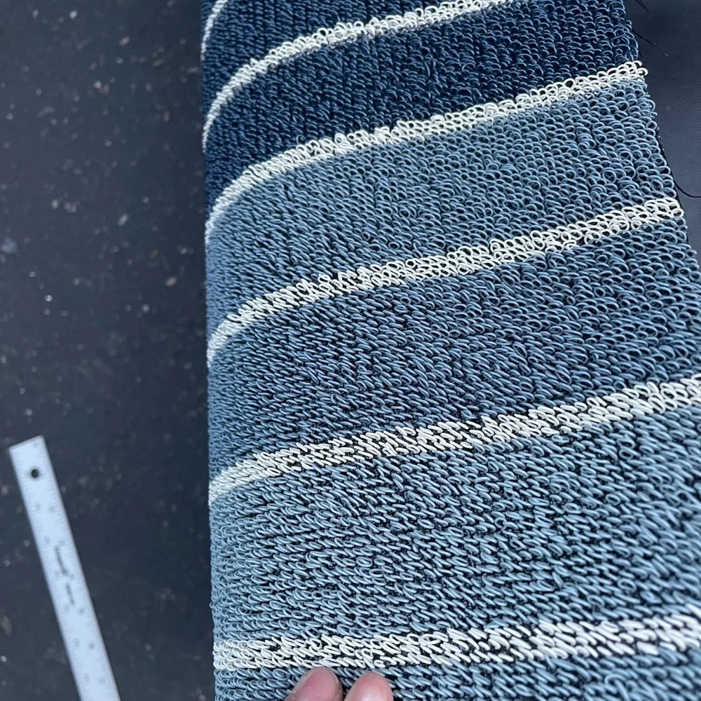 Chilewich Blue and Gray Striped Door Mat
